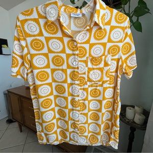 COPY - Mighty Fine Yellow and White Sun Short Sleeve Button Down ☀️